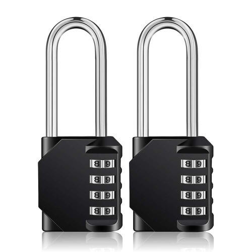 Solution de verrouillage sécurisée, cadenas à combinaison à anse longue avec code à 4 chiffres pour une sécurité renforcée, cadenas 1