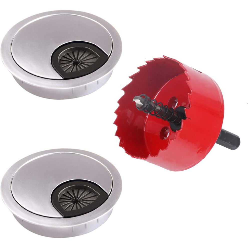 Desk Table Grommet For Cable Management, Cable Cord Hole Cover With Removable Lids, Metal Cable Grommet Zinc Alloy Build, Flexible Opening For 9340959461172