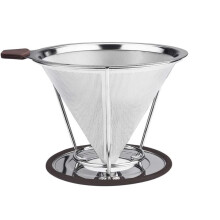 Lingură de cafea inclusă, picurător de cafea din oțel inoxidabil, filtru dublu cu micro-sită ușor de curățat, mâner din silicon rezistent la