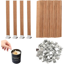 Crackling Wood Wicks for Candle Making, Eco-Friendly Wooden Candle Wicks with Metal Base Clip Biodegradable Smokeless Wick for Soy Wax, Natural Fruit