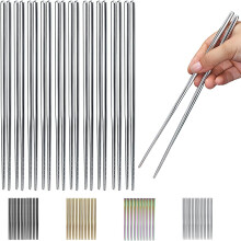 Reusable Chopsticks Set, Lightweight Chopsticks Featuring Hollow Design and Eco-Friendly Materials, Dishwasher Safe Stainless Steel Chopsticks,