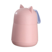 Tazza termica isolata da 450 ml rosa con cucchiaio pieghevole, thermos ermetico per alimenti