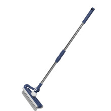 Spazzola per pavimenti con manico lungo in indaco blu, detergente per patio, bagno e garage