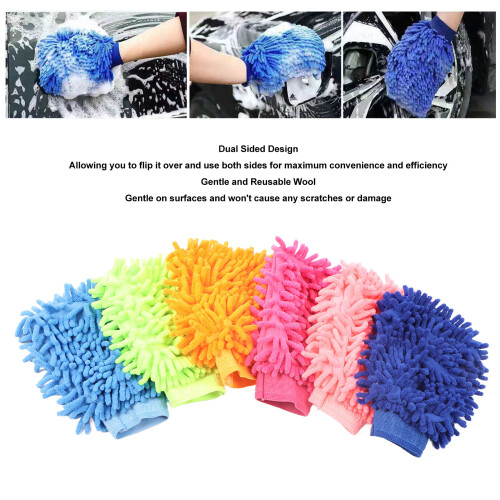 10PCS Double Sided Wool Car Wash Mitts, Scratch-Free, Soft Gloves 2