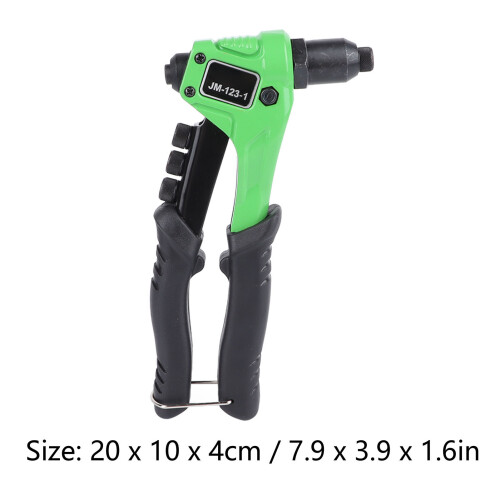 Rivettatrice a mano, singolo manico, 4 misure di rivetti, acciaio e plastica 1