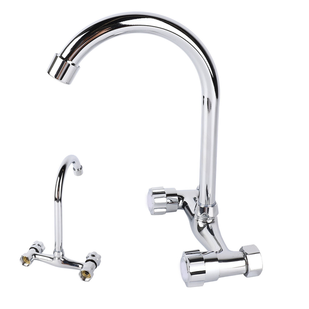 Wall Mount Stainless Steel Kitchen Faucet with 2 Handles, Smooth Surface-image-OPC-PPBQJ5W-NEW