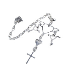 Punk Gothic Zirkoon Hart Oorbellen Kruisketting-liefdesvleugels