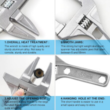 Precision Turbine Adjustable Wrench, Ultra-Thin Short Shank Spanner For Plumbing Tasks In Tight Spaces