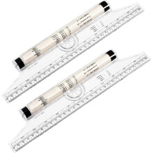 Multipurpose Drawing Tool for Professional Grade Design, Angles Parallel Line Bearing Ruler with Measuring Drafting Capabilities, Rolling Parallel