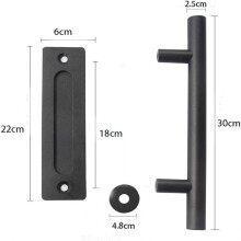 Barn Door Handle Set for Sliding Doors, Heavy Duty Flush Mounting Barn Door Pull Handle with Finger Pull, Durable Alloy Steel Rustic Charm Door