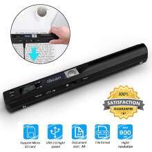 Portable Document Wand Scanner, High Resolution Options 900dpi, USB Data Transfer Plug and Play Portable Handheld Scanner for Business Trip