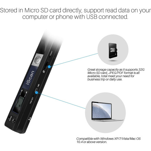 Φορητός σαρωτής εγγράφων με ράβδο, κάρτα Micro SD, αποθηκευτικός χώρος 32GB, φορητός 2