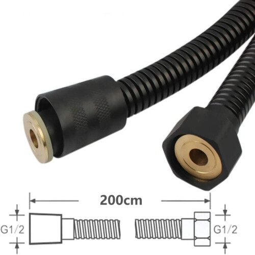 High Water Pressure Burst Resistance, Solid Brass Connector, Flexible Shower Hose, Stretching Function, Thickened Rubber Sealing Ring, G1/2 Universal 1