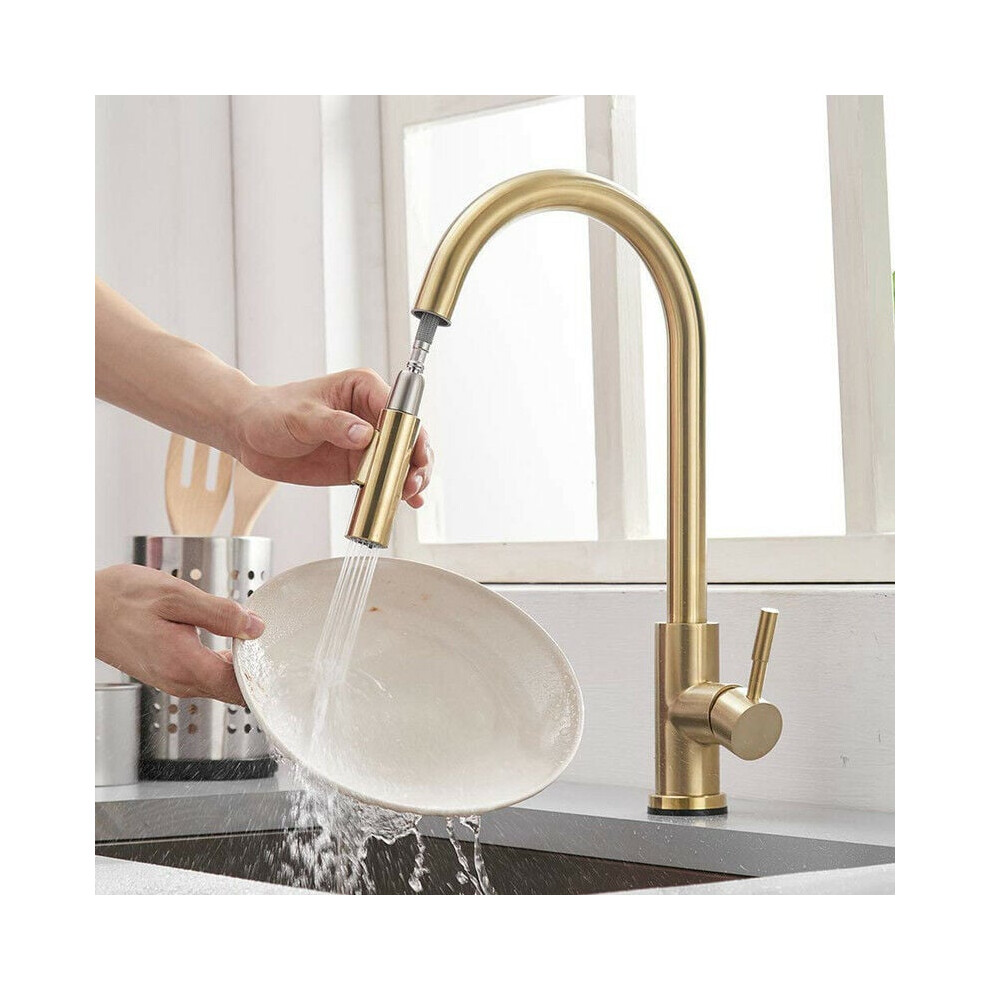 Smart Touch Kitchen Faucet, Stainless Steel Material With Touch Sensor For Hygiene And Convenience, Brushed Gold Faucet With Anti-Corrosion Finish 9340959437597
