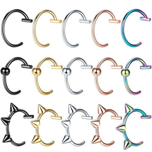 C-Stil ohne Piercing, Knochenclip, Schmuck, Nasenohrring,-C 1