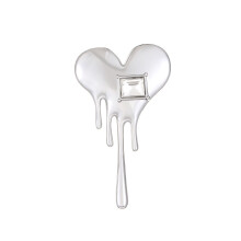 Man Brooch Heart Brooches Metal Simple Design Heart-White K