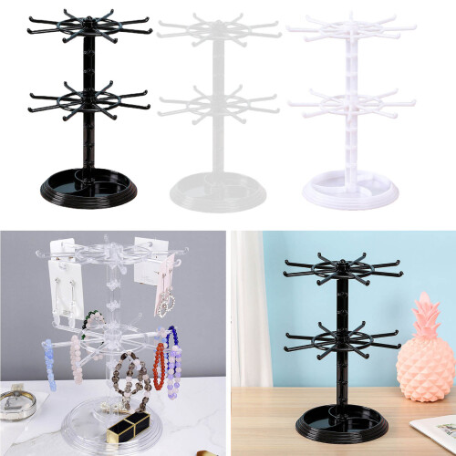 Countertop Acrylic Rotating Keychain Rack Adjustable 2-White 2