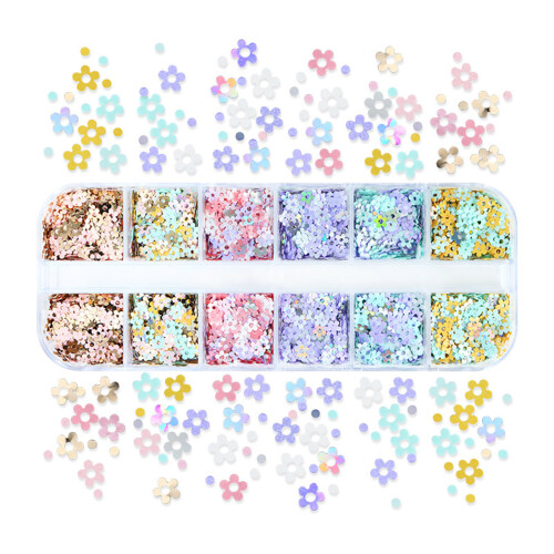 12 Grids Small Flower Sequins Decorations for Epoxy Casting-B