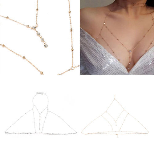 Bijoux de fête chaînes de taille superposées,-Couleur or 2