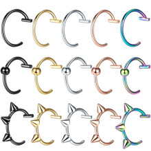 C-Style pas de Piercing os Clip bijoux nez boucle d'oreille-D