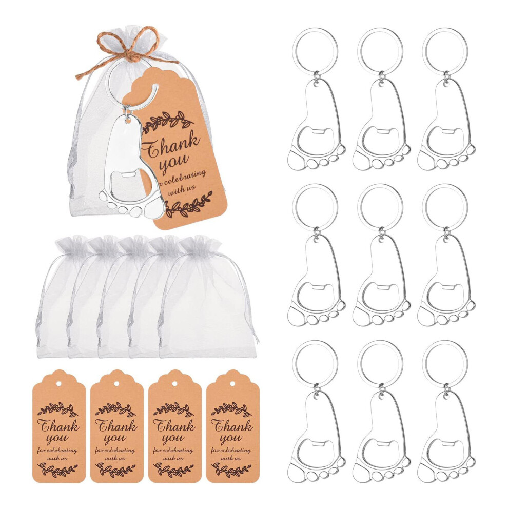10 Pcs Bottle Openers Baby Footprint Keychain Party Souvenir-A