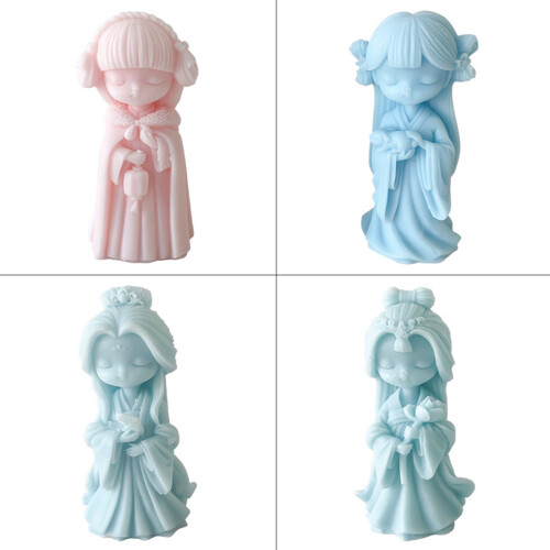 Moule à bougie mignon en Silicone, poupée peinte, pour-ensemble 2