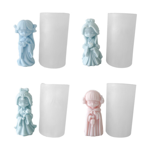 Moule à bougie mignon en Silicone, poupée peinte, pour-ensemble 1