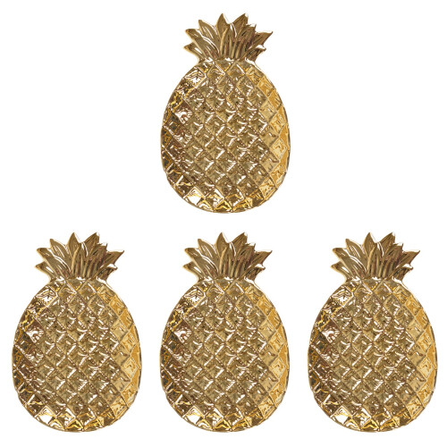 4Ud Cerámico Dorado Para Servicio De Con Piña 1