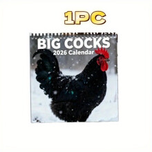 (Rooster Crest Wall Calendar, 1pc) 2026 Big Roosters Fun Rooster Calendar - Thickened Spiral Binding & Double-Sided Pages with Funny Rooster Facts