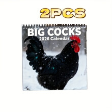 (Rooster Crest Wall Calendar, 2pcs) 2026 Big Roosters Fun Rooster Calendar - Thickened Spiral Binding & Double-Sided Pages with Funny Rooster Facts