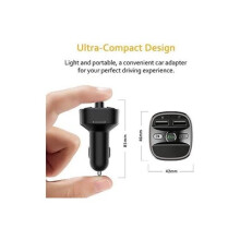 Transmissor FM Bluetooth para carro, adaptador receptor de rádio sem fio para carro com chamadas mãos-livres, carregador USB duplo 5V 2.4A e 1A,
