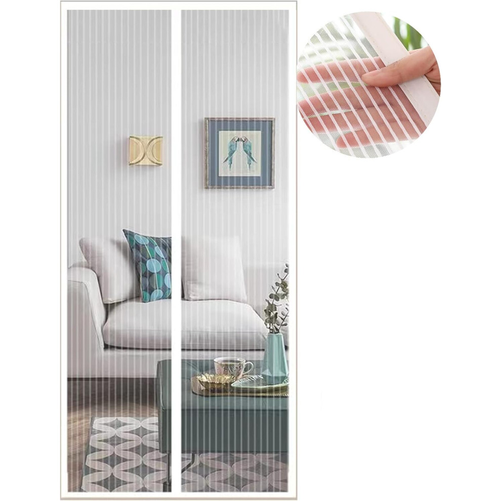 Polyester Material Door Net Screen, Windproof Hook&Loop Hasp Ensures Secure Closure, Suitable For Multi Types Doors Including Front Bedroom Balcony 9405630899535