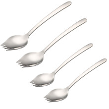 Elegantes 2-in-1-Küchenutensil, ideal für Outdoor-Aktivitäten wie Reisen und Camping. Hochwertiger Edelstahl, wiederverwendbarer Metallspieß für
