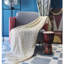 Soft Couch Cover, Textured Solid Decorative Blanket, Easy Care Home Décor for Living Room, Knitted Throw, 130 x 225cm