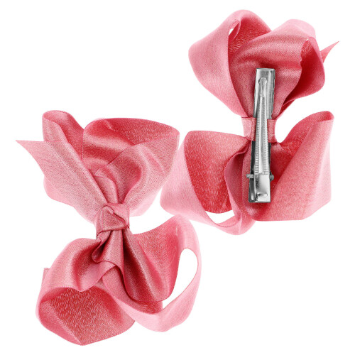 10Pz Clip Rosa Con Fiocco Poliestere Resistente E 2