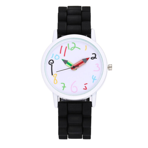 3Pz Orologio Silicone Nero Cartoon Bracciale Comodo E 1