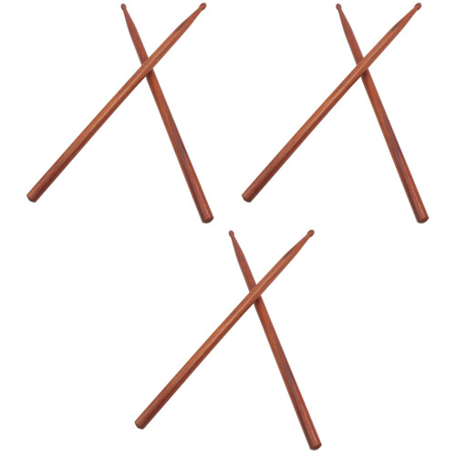 3Pares Drumsticks De Para Bateria Baquetas Resistentes Marrom 2