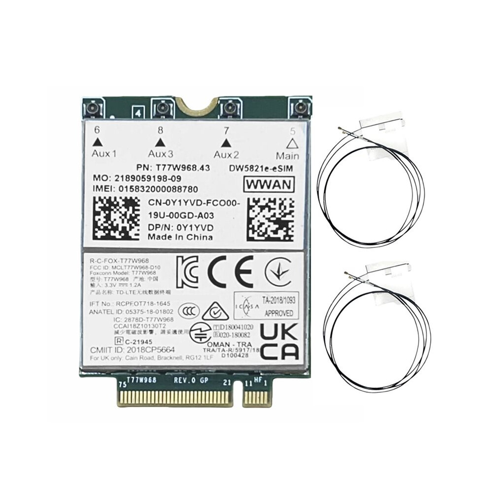 T77w968 Dw5821e E-Sim 4G Lte Module Cat16 1Gbps Fdd-Lte Tdd-Lte 4G Card Module+4X Antenna For 5420 5424 7424 7400 4713344545330