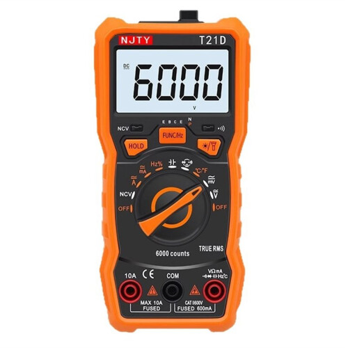 NJTY Auto-Ranging Digital Multimeter, TRMS 6000 Counts AC  Voltmeter Ohm Volt Amp Meter, Electrical Multimeter Tester with NCV