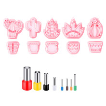 18Pcs Spring Fresh-Cactus Soft Pottery Cutter Earring-Pink