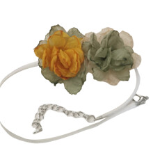 Dubbele bloemen kraag ketting elegante-Groene staartketting