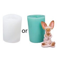 Moule en Silicone de bougie en forme de chat de méditation,-C