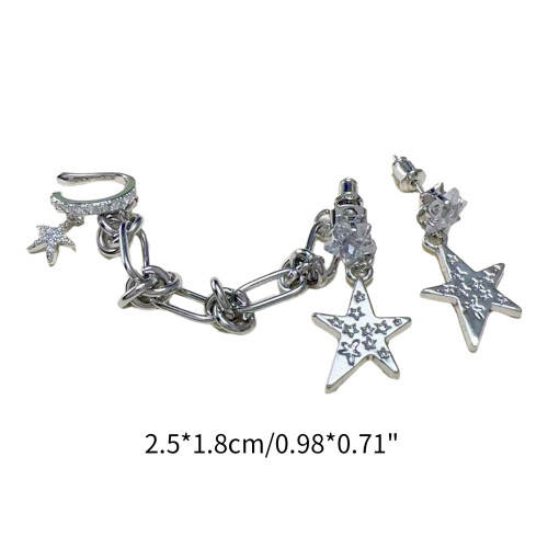 1 paire de boucles d'oreilles asymétriques en cristal-Pentacle 2