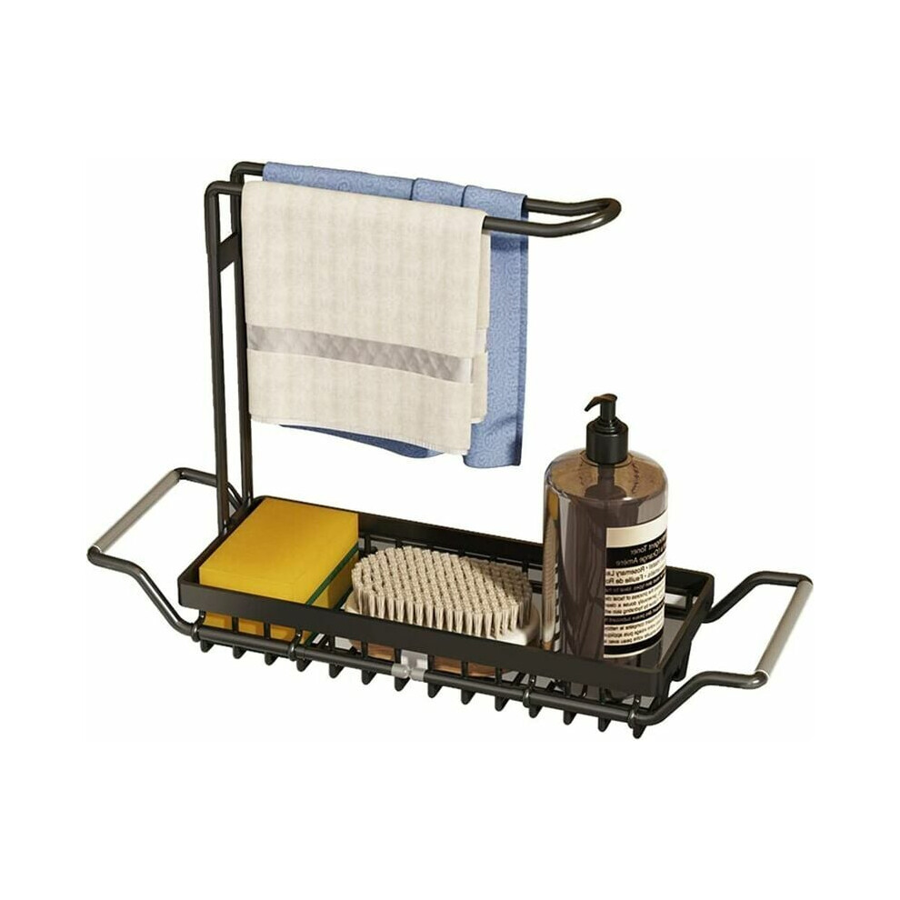 Kitchen Sink Caddy Organizer With Automatic Drainage Tray, Rustproof Stainless Steel Dish Cloth Hanger For Slim Countertops Compatible Spaces 9169997098658