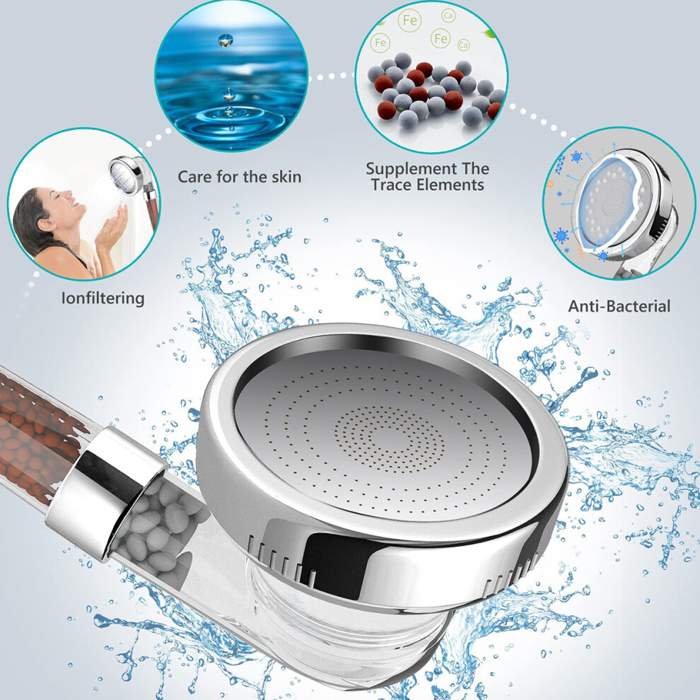 Revolutionary Turbo Vortex Shower Head, 3-Mode Spray Ionic Filter Filtration Turbo Vortex Water Saving For Gentle Cleansing And Dry Skin & Hair Spa 9169997098122