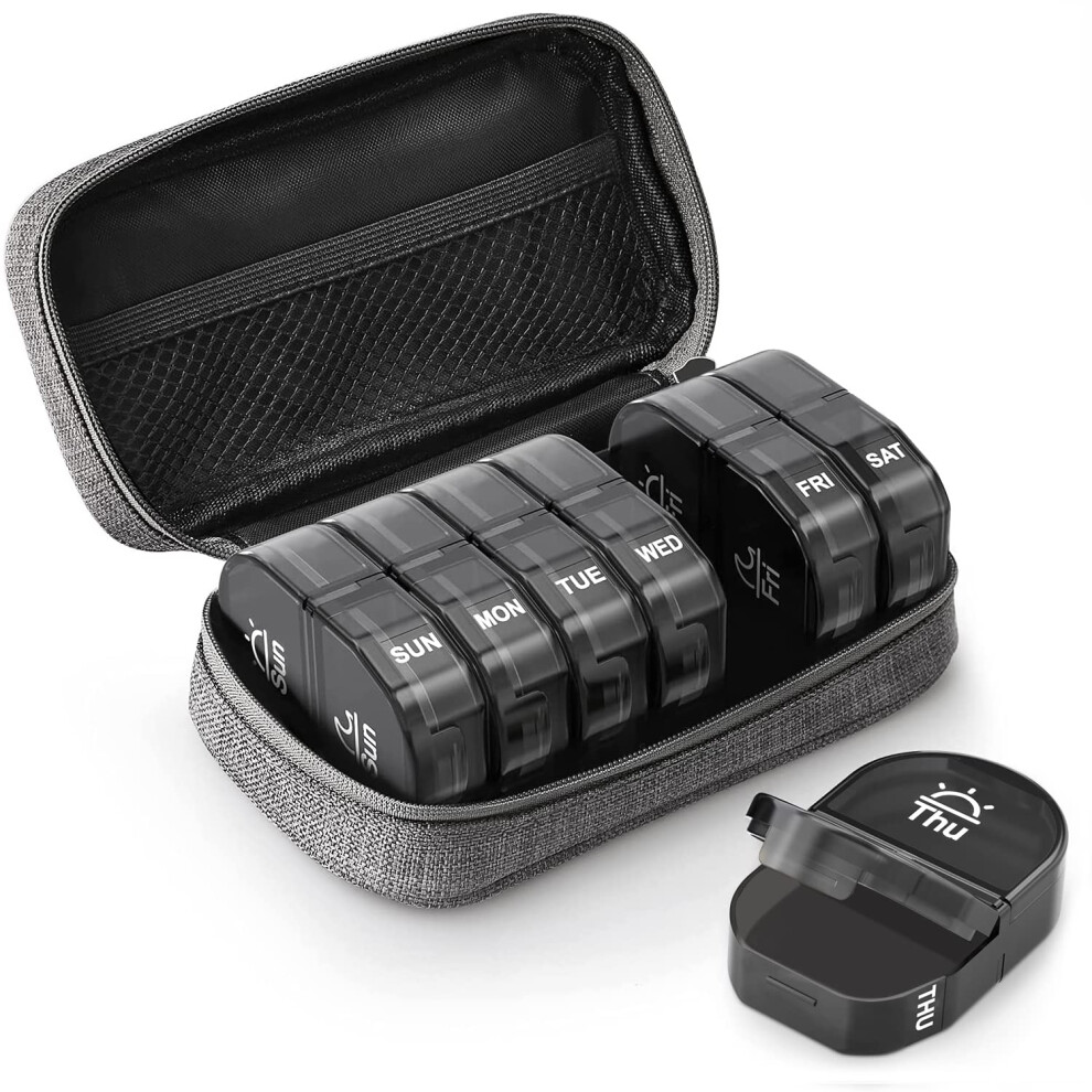 Super Portable Weekly Pill Case, Large Capacity for a Variety of Supplements and Medications