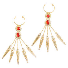 Ensemble de griffes d'ongles-pierre précieuse rouge couleur or