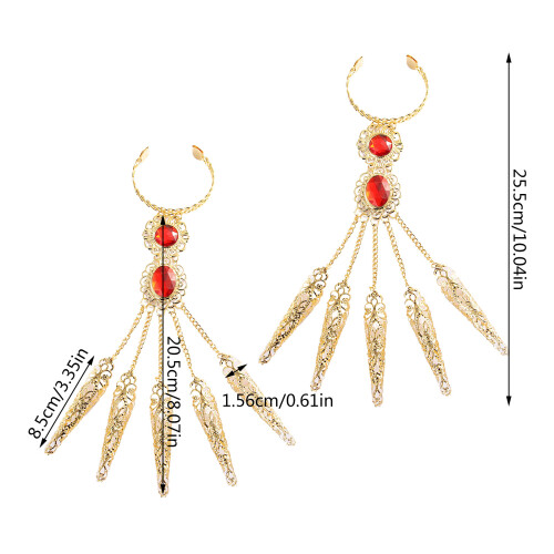 Ensemble de griffes d'ongles-pierre précieuse rouge couleur or 1