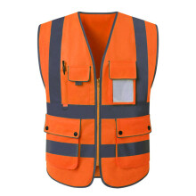 Colete de segurança em poliéster para aventuras ao ar livre, uniforme leve e respirável com vários bolsos e fechamento em zíper, faixas