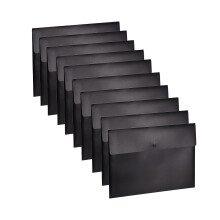 Elegante organizer per documenti da ufficio formato A4, raccoglitore ad anelli in PVC nero resistente all'usura con chiusura a scatto, ideale per
